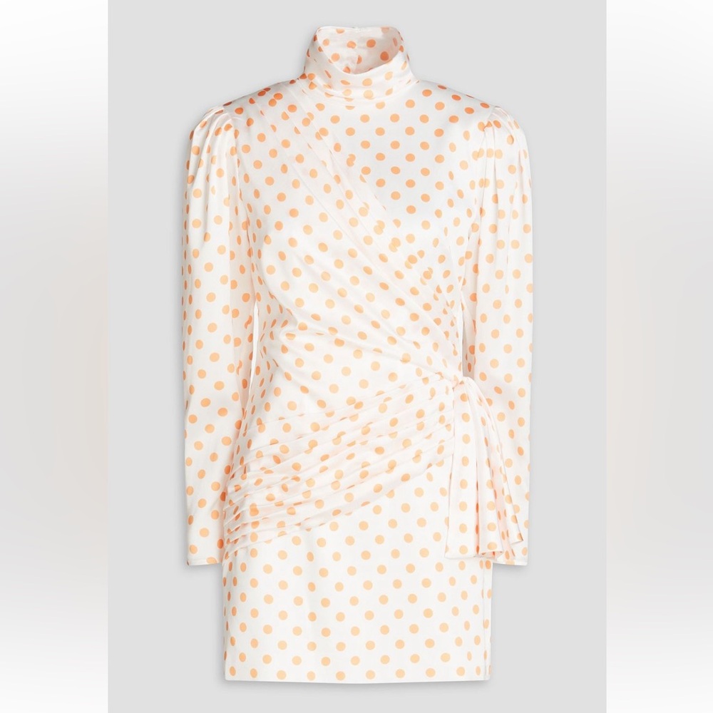Ronny Kobo Collection Orange and White Polka Dot Mini Dress